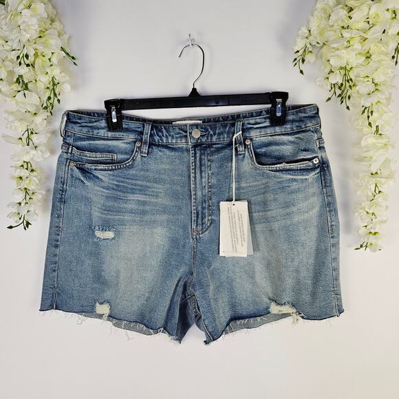 New Dear John Ivy Shorts Size 33 High Rise Distressed Denim Cutoff Short Raw Hem - Picture 1 of 13